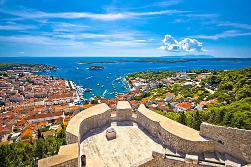 Hvar Town and the Pakleni Islands archipelago in the distance